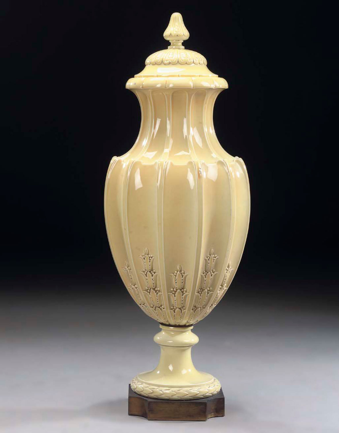 Yellow Sevres Porcelain Vase and Cover